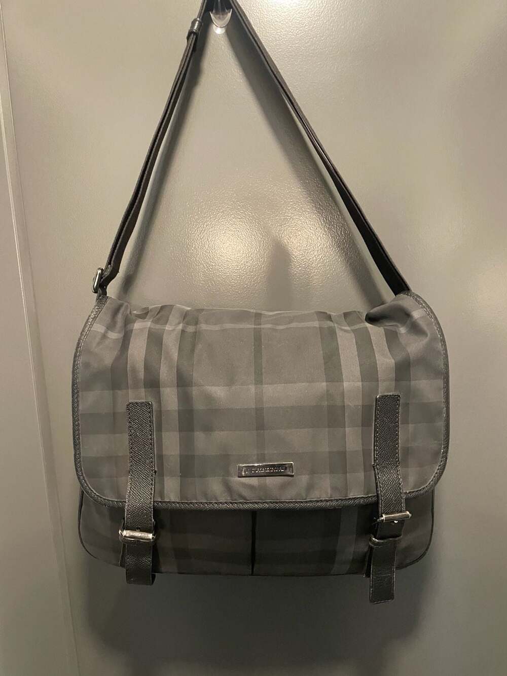 Burberry Smoked Check Nylon Elgin Messenger Crossbody Bag